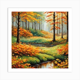 Forest In Autumn In Minimalist Style Square Composition 169 Art Print