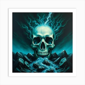 Skull On Fire Art Print