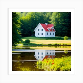 White House On A Lake Photo Art Print