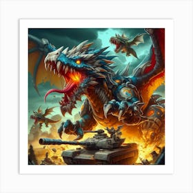 Dragon Battle 2 Art Print
