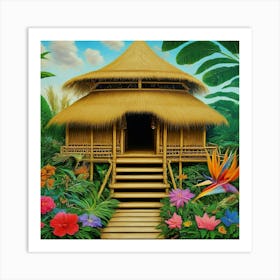 Hut In The Jungle 2 Art Print