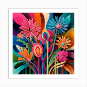 Array Of Colorful Flora Abstract  Art Print