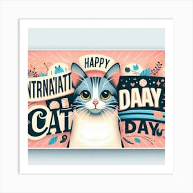 Happy International Cat Day Art Print