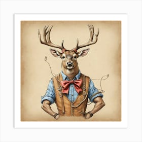 Deer With Bow Tie Art Print