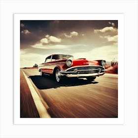 Road Street Fast Transport Speed Auto Wheel Drive Red White Vehicle Car Transportation 2 1 Art Print