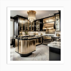 Gold And Black Kitchen 1 Art Print