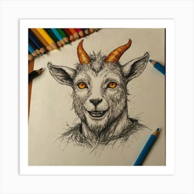 Goat Drawing 20 Art Print