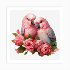 Pink Parrots 1 Art Print