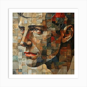 Mosaic Portrait Of A Man 2 Art Print