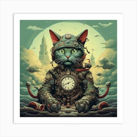 Steampunk Cat Art Print