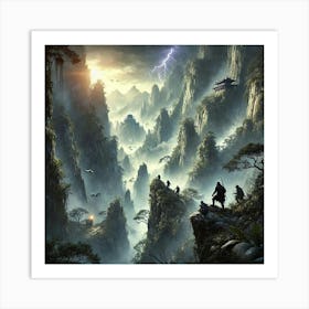 A Dramatic Scene Showing The Challenges Of Discove Art Print