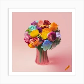 Colorful Flowers In A Vase Art Print