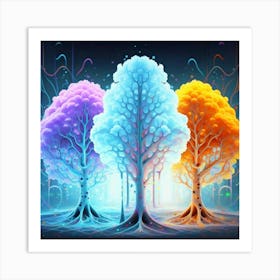 Three Colorful Trees in neon colors 5 Art Print