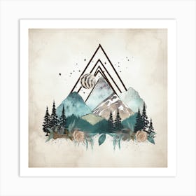 Watercolor Mountains Art Print