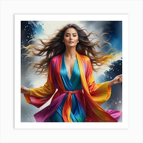 Woman In A Colorful Robe Art Print