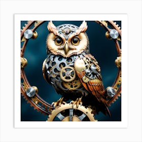 Mechanical Steampunk Owl Art Print