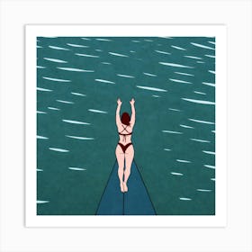 Surfer Girl On Surfboard Art Print