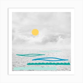 Yellow Sun In The Clouds Square Art Print
