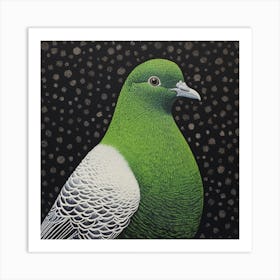 Ohara Koson Inspired Bird Painting Pigeon 5 Square Art Print