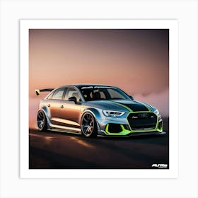 Vibrant Digital Artwork Of A Modified Audi RS3 Art Print