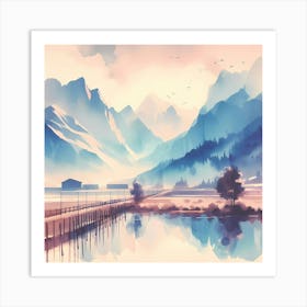 Watercolor Landscape Painting 26 Art Print