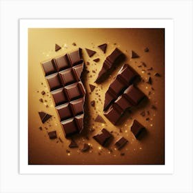 Chocolate Bar Isolated On Brown Background Art Print