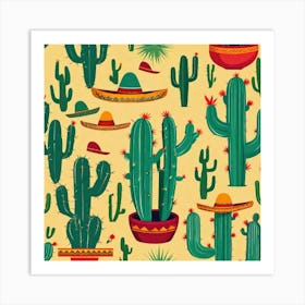 Mexican Cactus Pattern 7 Art Print