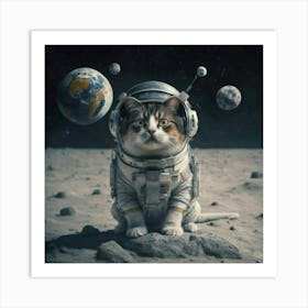 The Big Leap: A space cat takes a big step into the unknown. 1 Art Print