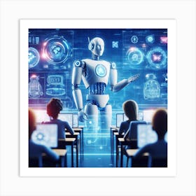 Robot In Classroom Art Print