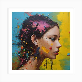 Girl With Paint Splatters Art Print