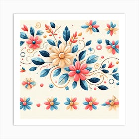 Flowers, Vector Art style 3 Art Print