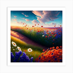 Poppies In The Field Art Print