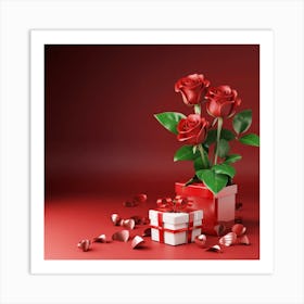 Valentine's Day Roses 2 Art Print