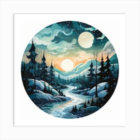 Winter Landscape for Christmas 4 Art Print