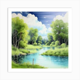 River Landscape 1 Art Print