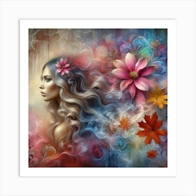 Girl With Flowers 17 Art Print