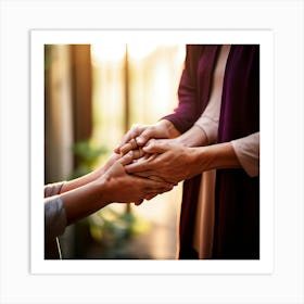 Two Women Holding Hands Art Print