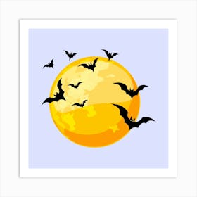 Bats Flying Over The Moon Art Print