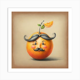 Orange With Mustache 11 Art Print