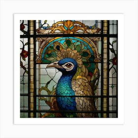 Peacock Stained Glass 3 Art Print