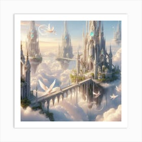 Fantasy City paintings art print Art Print