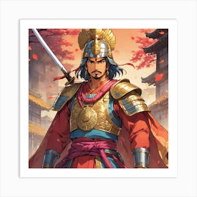 Rajput Warrior as a Samurai Art Print