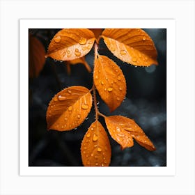 Autumn Leaves With Water Droplets Art Print