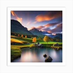 Landscape At Sunset Art Print