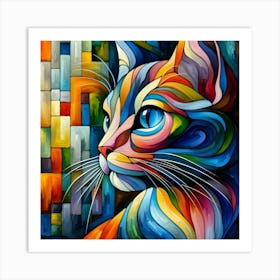 Colorful Cat Painting 3 Art Print