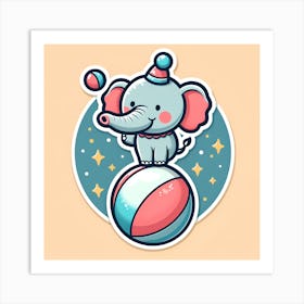 Cute Elephant On A Ball Art Print