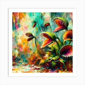 Abstract, Whimsical Venus Flytrap Acrylic Explosion Art Print