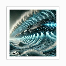 Cascade Sovereignty Scifi Aqua Bastion Tidal Waves Art Print