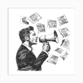 Man With Megaphone Art Print