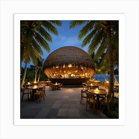 Restaurant At Night Art Print